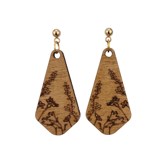 Eden Wooden Engraved Earrings